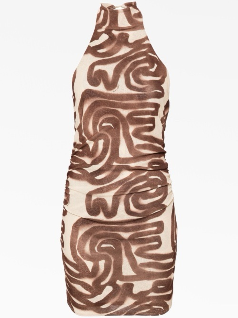 Nanushka Brown & Cream Halter Mini Dress